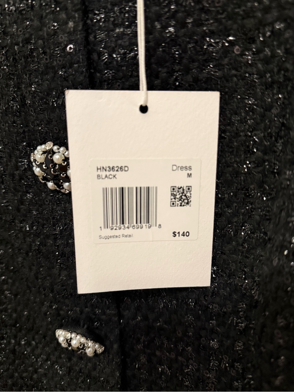 Endless Rose Black Tweed Jewel-Button Shift Dress - Picture 3 of 4